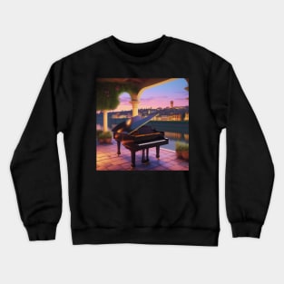 A Grand Piano In A Picturesque Scene in Florence Italy At Dusk Crewneck Sweatshirt